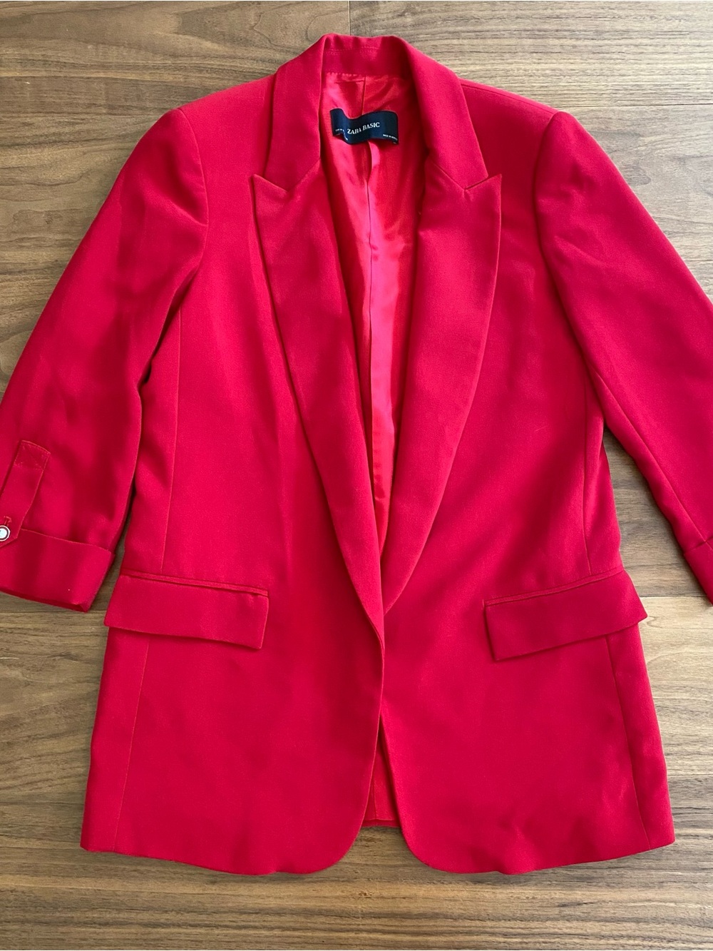 Zara Basic Red Longline Blazer Jacket Women’s M